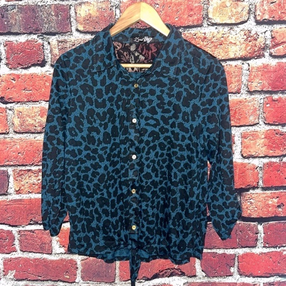 Lena leopard print turquoise women’s blouse